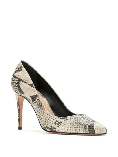 Shop Schutz Snake Print Effect Pumps In White