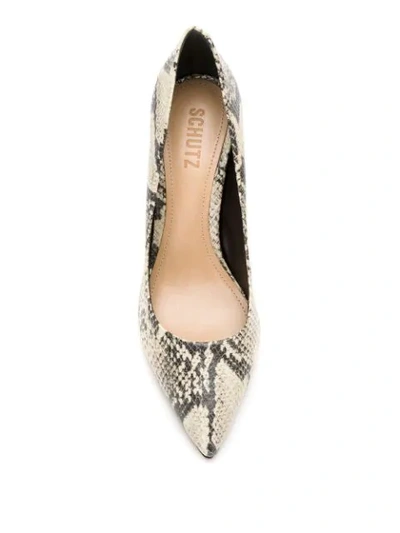 Shop Schutz Snake Print Effect Pumps In White