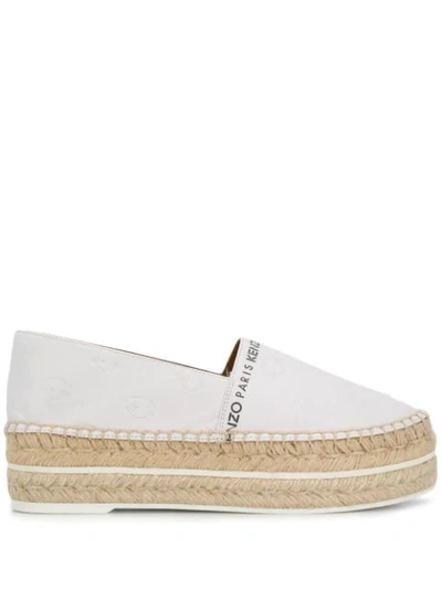 Shop Kenzo Embossed Logo Espadrilles In White