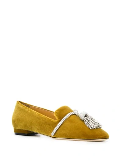 Shop Giannico Louis Crystal-embellished Slipper In Yellow