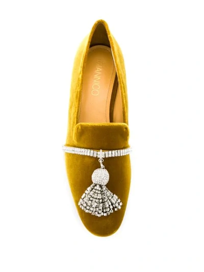 Shop Giannico Louis Crystal-embellished Slipper In Yellow