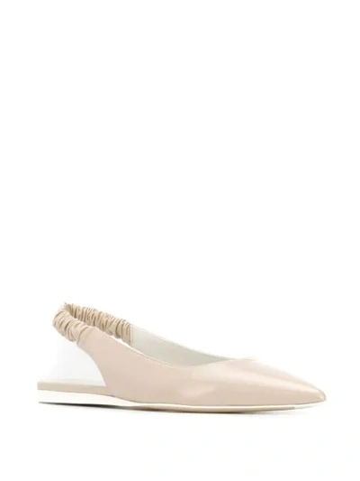 Shop Bottega Veneta Pointed Toe Slingback Ballerinas - Neutrals