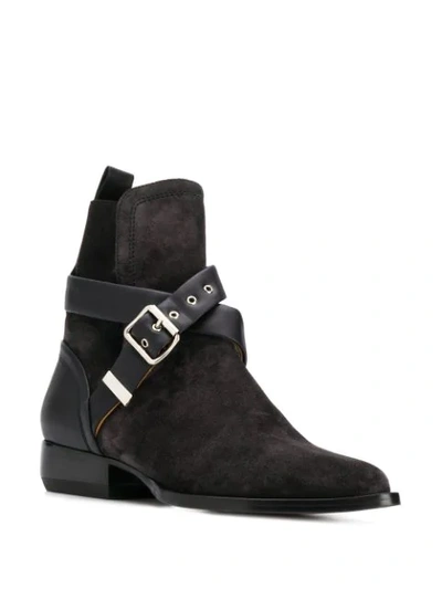 Shop Chloé Buckled Ankle Boots In Black