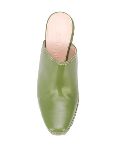 Shop Jacquemus Chunky Heel Mules In Green