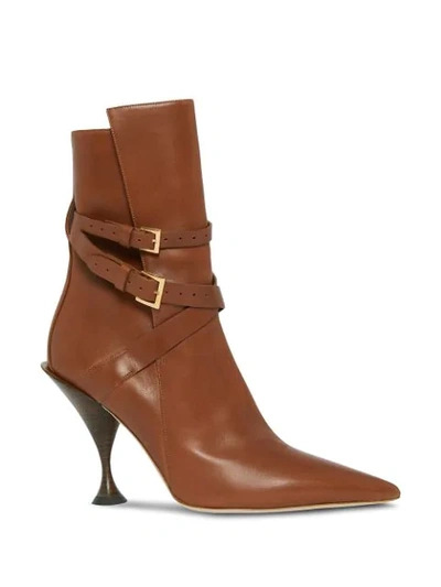 Shop Burberry Point-toe Ankle Boots In Brown