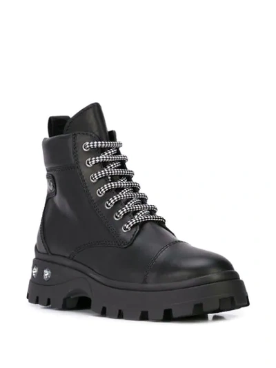 Shop Miu Miu Crystal Embellished Combat Boots In F0002 Nero/black