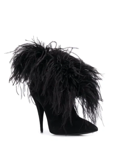Saint Laurent Black Zizi 110 Feather Suede Ankle Boots In Black