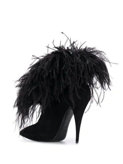 Saint Laurent Black Zizi 110 Feather Suede Ankle Boots In Black
