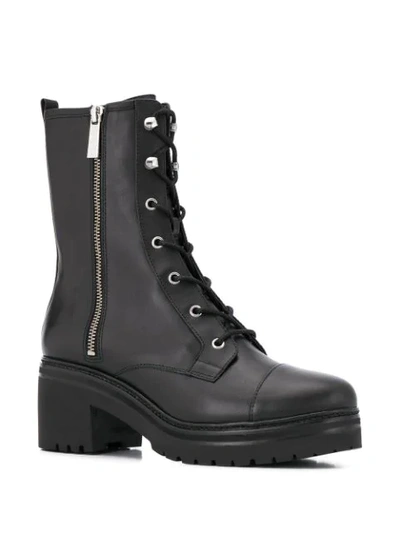 Shop Michael Michael Kors Lace-up Leather Ankle Boots In Black