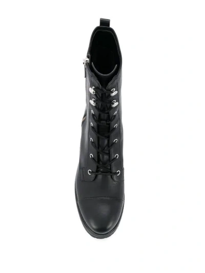 Shop Michael Michael Kors Lace-up Leather Ankle Boots In Black