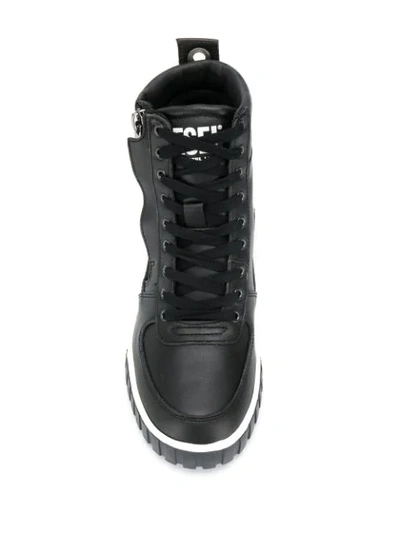 Shop Diesel Hi-top Leather Sneakers In Black