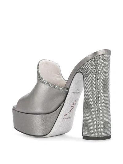 Shop René Caovilla Platform Heel Sandals In Silver