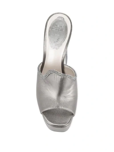 Shop René Caovilla Platform Heel Sandals In Silver