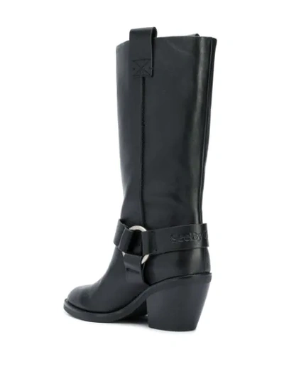 Shop See By Chloé Mid-calf Buckled Boots In Black