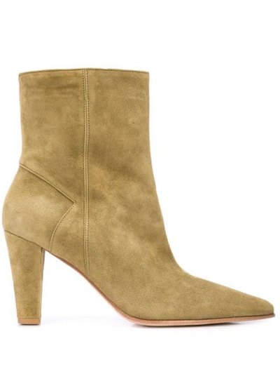 Shop Alberto Fermani Pointed Ankle Boots In Avocado