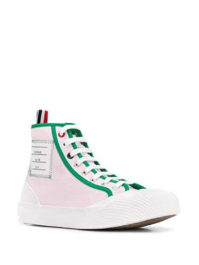 Shop Thom Browne Contrast Trim High-top Sneakers In Pink