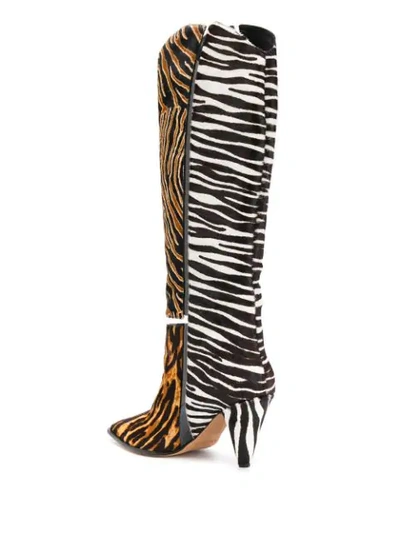 Shop Alexandre Birman Dora Mixed-print Knee Boots In Brown