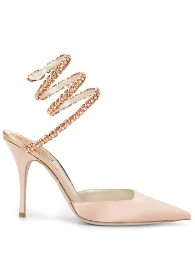 Shop René Caovilla Cleo Satin Pumps In Neutrals