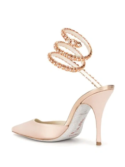 Shop René Caovilla Cleo Satin Pumps In Neutrals