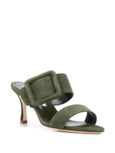 Shop Manolo Blahnik Gable Buckled Sandals In Green