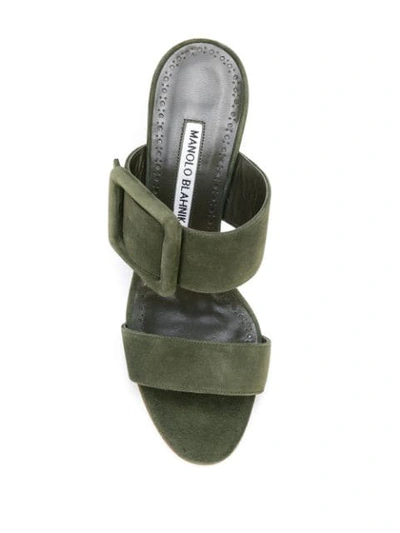 Shop Manolo Blahnik Gable Buckled Sandals In Green