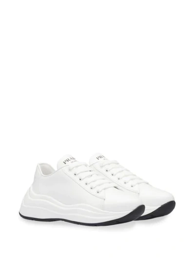 Shop Prada Chunky Sole Sneakers In White