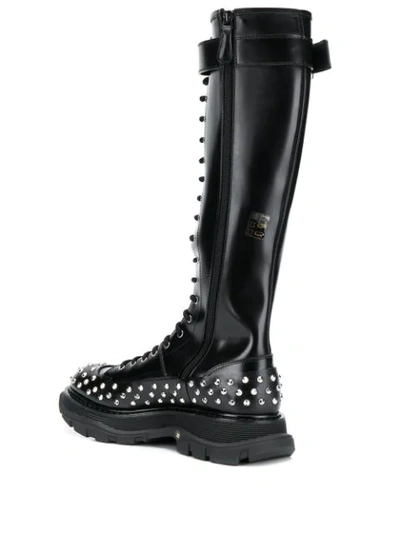 Shop Alexander Mcqueen Crystal Embellished Lace-up Boots In Black