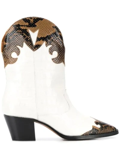 Shop Paris Texas Paneled Cowboy Boots In White