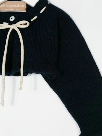 Shop La Stupenderia Knit Tied Cropped Jumper In Blue