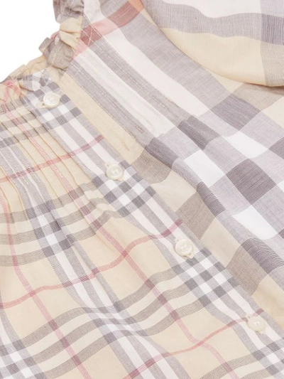 Shop Burberry Contrast Check Dress With Bloomers In Neutrals