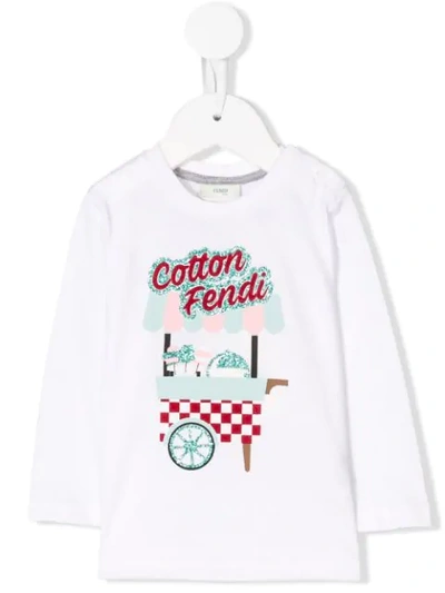 Shop Fendi Long Sleeve T-shirt In White