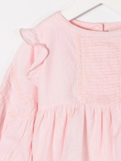 Shop Velveteen Marie Frill Shoulder Blouse In Pink