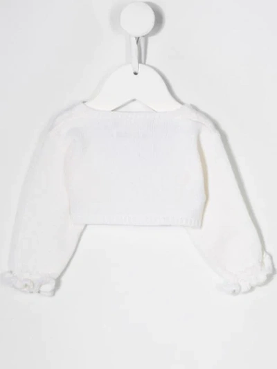 La Stupenderia Ruffle Trim Shrug In White