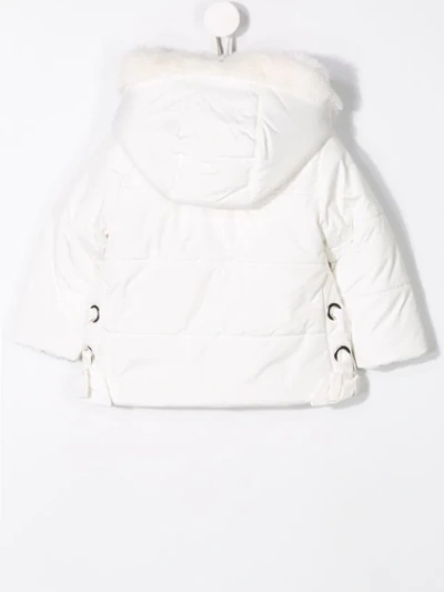 Shop Lapin House Fur Trimmed Coat In White