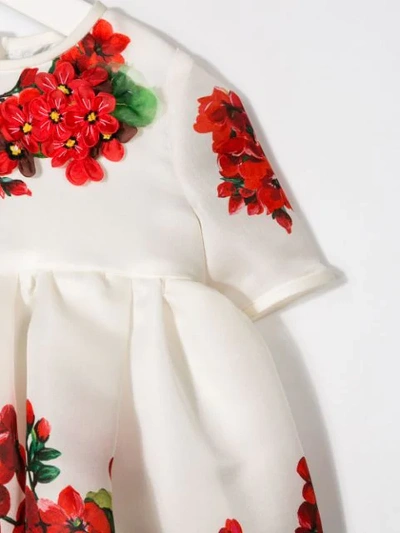 Shop Dolce & Gabbana Floral Short-sleeve Dress In White