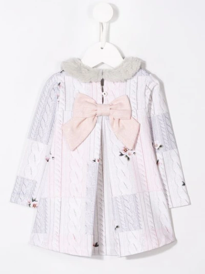 Shop Lapin House Knit Print Short Dress In Neutrals