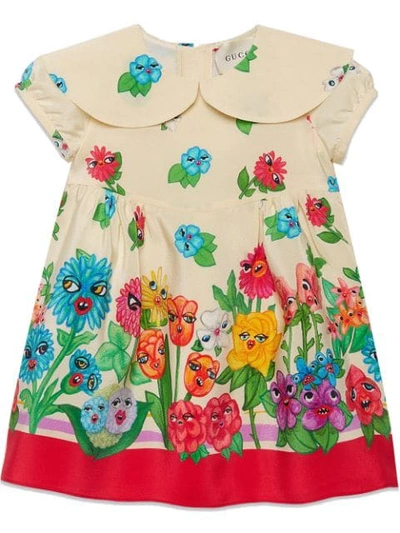 Gucci Babies' Floral Print Dress In White | ModeSens