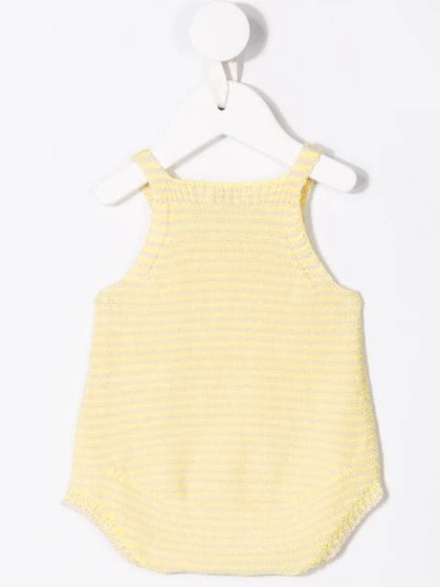 Shop Knot Summer Knitted Romper In Yellow