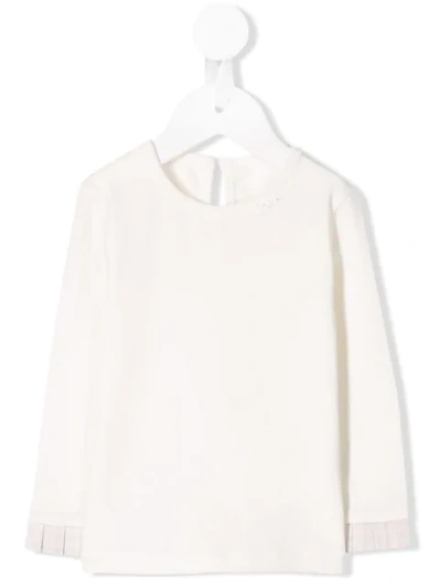 Shop Lapin House Contrasting Cuff Jersey T-shirt In White