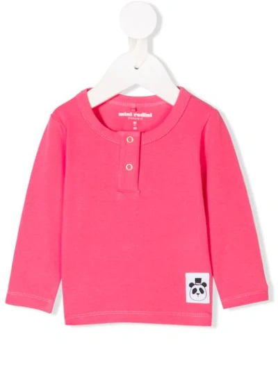 Shop Mini Rodini Snap-button Long Sleeve Top In Pink