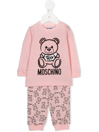 Moschino Babies' Teddy Logo Print Tracksuit In Pink | ModeSens
