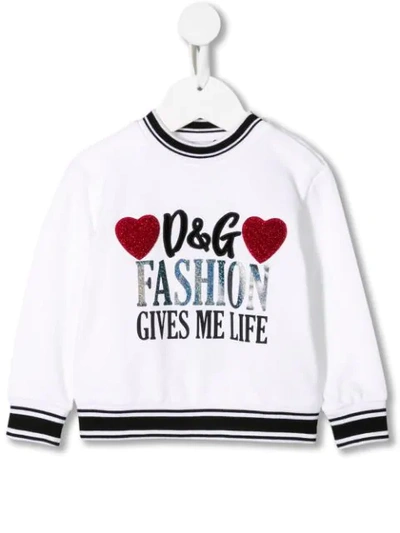 Shop Dolce & Gabbana Fashion Gives Me Life Print Sweatshirt In White