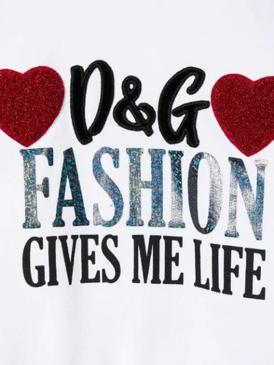 Shop Dolce & Gabbana Fashion Gives Me Life Print Sweatshirt In White