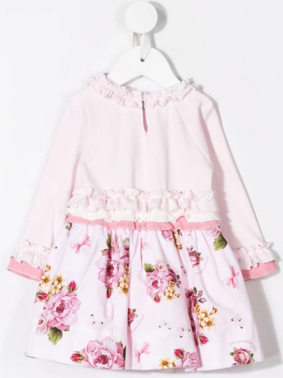 Shop Monnalisa Floral Print Skirt Dress In Pink