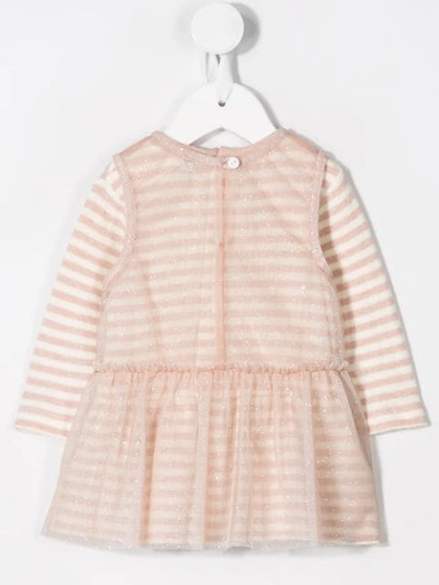 Shop Aletta Sparkly Striped Dress In Neutrals