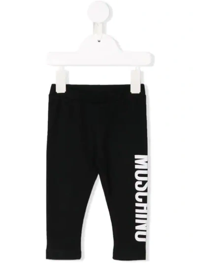 Moschino Two Tone Logo Print Leggings In Black