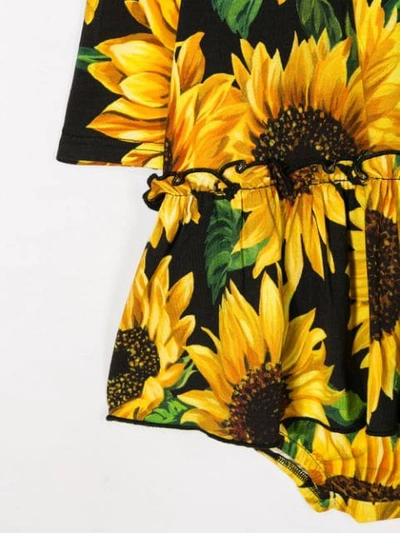 Shop Dolce & Gabbana Kleid Mit Sonnenblumen-print In Black