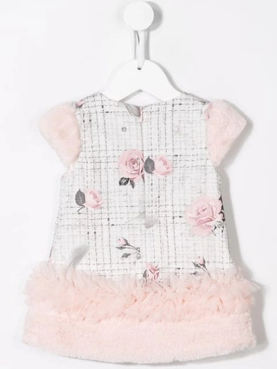 Shop Lapin House Tweed And Floral-print Dress In Pink