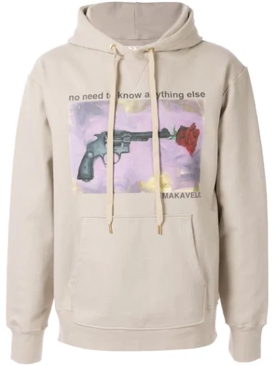 Shop Makavelic Rose Gun Print Hoodie In Neutrals