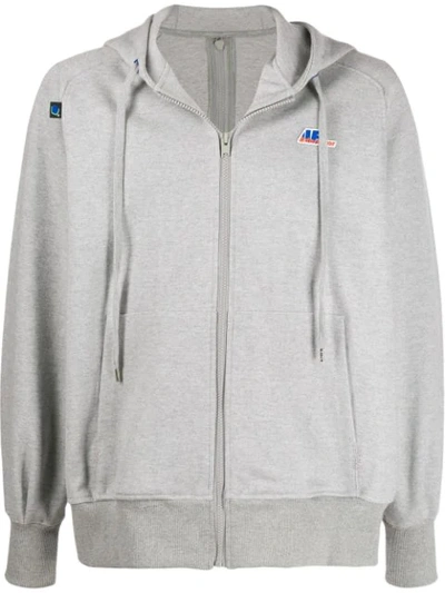 Shop Ader Error Logo Embroidered Oversized Hoodie In Gray